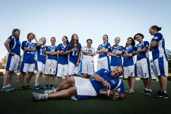 Aliza Shore and Israeli flag football team
