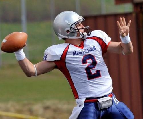 Hawkins1.jpg Former University of Colorado quarterback Cody Hawkins throws a pass for the Stockholm Mean Machine earlier this spring. (Courtesy Cody Hawkins)