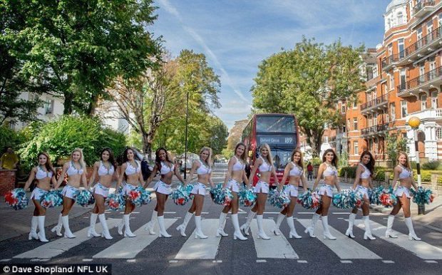 cheerleaders at Abbey road
