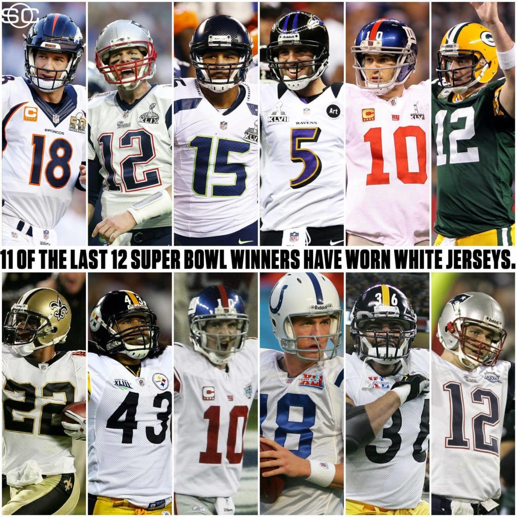 white jerseys in super bowl